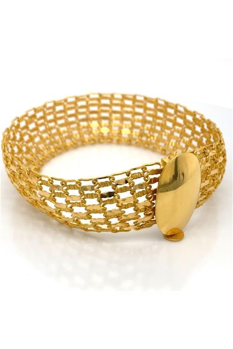 BERK MÜCEVHERAT 22 Ayar Örme Motifli Kelepçeli Bilezik