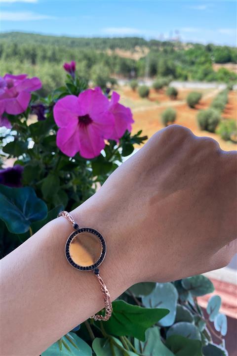 Quqqa Shop Kadın 925 Ayar Gümüş Rose Kaplamalı Zirkon Taşlı Bileklik