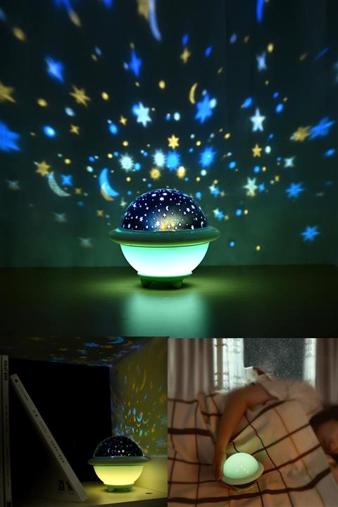 esmelen Hem Kablo Hem De Pille Çalışabilen Yıldız Saçan Ufo Projeksiyon Gece Lambası Dekoratif Masa Lambası