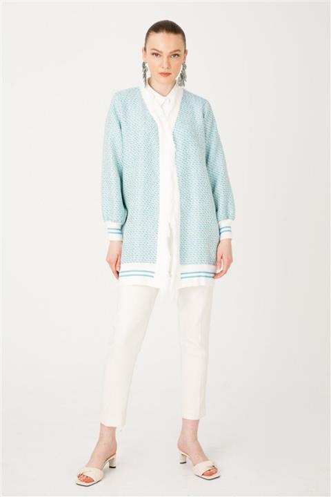 Ghisa Turkuaz Ekose Hırka