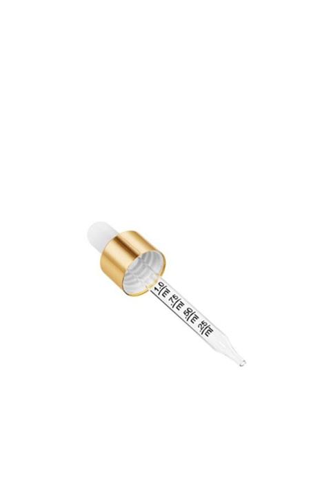 GALENİK Damlalık Cam Dereceli / Metal Gold Kapaklı - 50ml şişe için