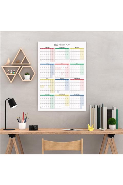 bi'aldım 2022 Yıllık Planlayıcı Duvar Takvimi 50x70 Cm Renkli Yearly Plan