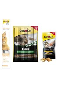 Gimcat Multi Vitamin Paste 100 gr+ Sticks Kuzu Etli 20 gr + Nutri Pockets Peynirli 60 gr