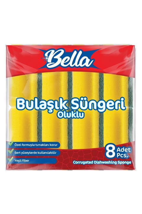 Banat Bella Oluklu Bulaşık Süngeri 8'li Paket