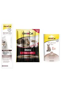 Gimcat Malt Paste Kedi Macunu 100 gr Sticks Tavuklu 20 gr Skin & Coat Tabs 40 gr Kedi Ödülü