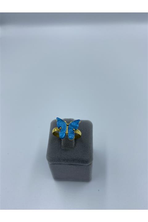 ESTA BİJUTERİ Mavi Kelebek Gold Yüzük