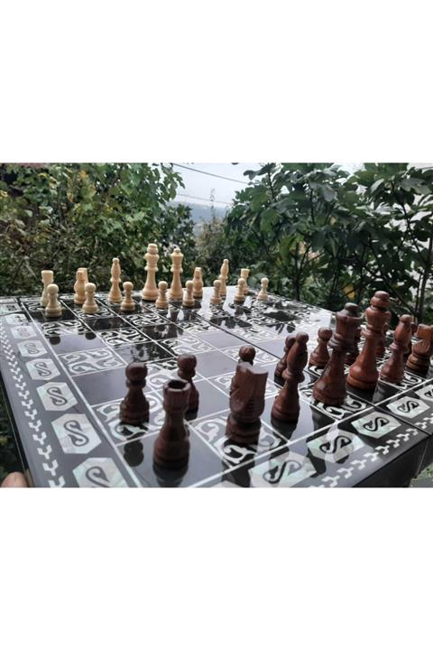 megame Eser Elegance Tavla Satranç Dama 3 Oyun Bir Arada Kük Tavla