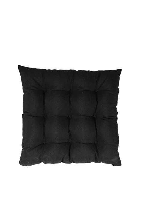 ALTINPAMUK Lüx Pofidik Siyah Sandalye Minderi Özel 9 Dikişli Bağcıklı 42x42cm