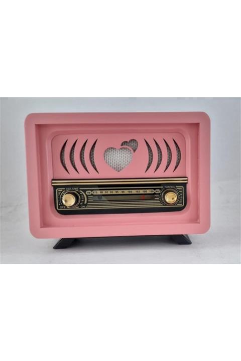 Otantik Çarşı Nostaljik Radyo Pembe Renk Aşiyan 2 Adaptörlü