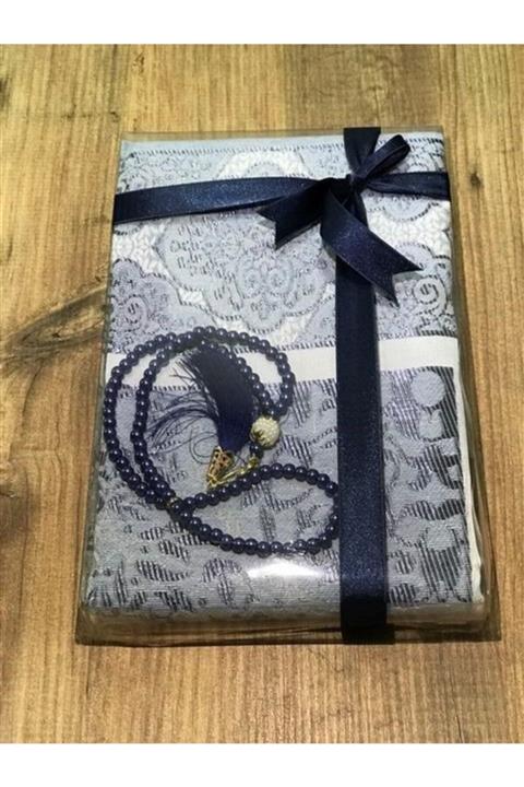 enti ev tekstili Hediyelik Çeyizlik Seccade Seti Lüks Lacivert