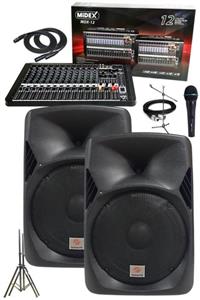 Midex Music Set-2 Aktif Ses Sistemi Paketi (hoparlör Mixer Mikrofon Stand)