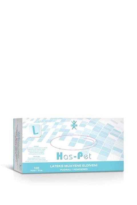 HasPet Lateks Muayene Eldiveni Pudralı Beyaz 20x100'lü Large Beden