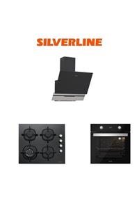 Silverline Siyah Cam Ankastre Set (3450 Slım-lıne 60+cs5429b01+bo6504b01)