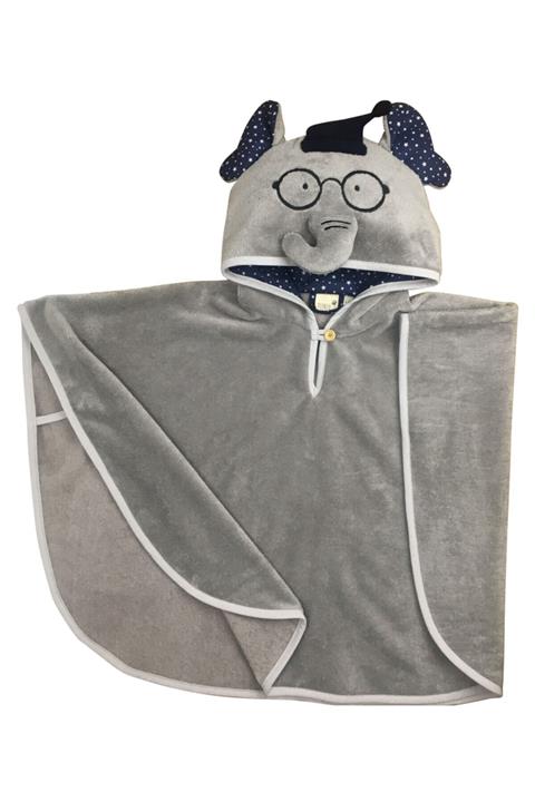 Teensy Gri Fil Nakışlı Çocuk Plaj Pançosu