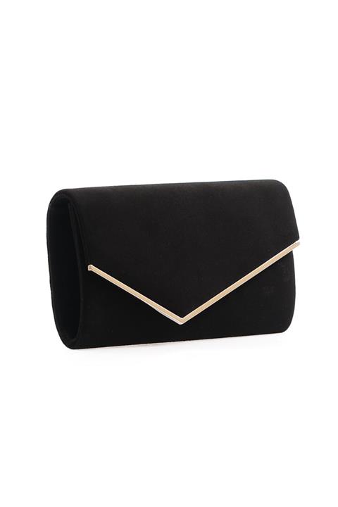 Flower Siyah Süet Toka Detaylı Kadın Çanta