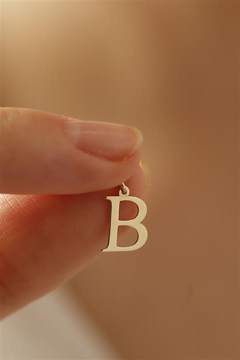 MİLET KUYUMCULUK 14 Ayar Altın B Harfi Plaka Kolye Ucu