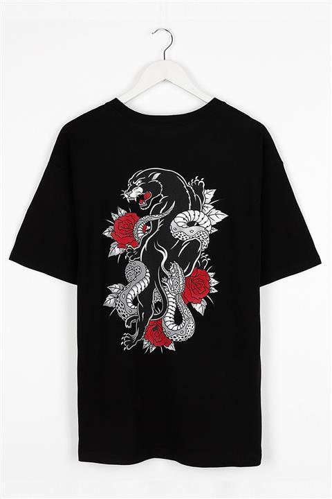 Sekizbiraltı Black Panther Siyah Oversize Unisex Tshirt