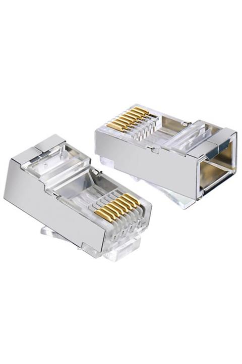 WOZLO Rj45 Jack Metal Uç Jak Konnektör Cat5 Cat6 Başlık 100 Adet