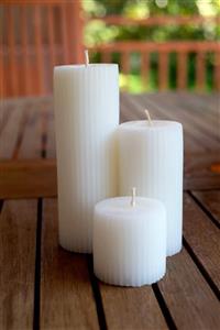 Mum ve Kalıp 3'lü Kokulu Saf Beyaz Silindir Mum Seti, Antik Sütun Mum, Doğal Mum, Anatolian Pure White Candle