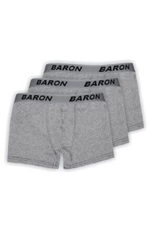 BARON Boxer Erkek Elestan Likralı Penye Boxer Gri 1'li Paket