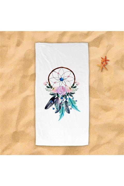 Consept Home Dijital Baskılı Beyaz Renk Düş Kapanı Deniz Ve Plaj Havlusu