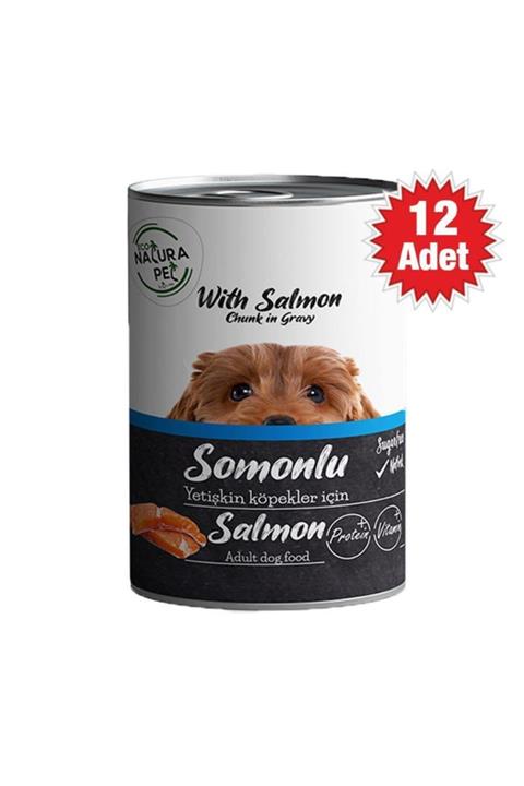 eco natura pet Somon Etli Soslu Yetişkin Köpek Konservesi 400 Gr - 12 Adet