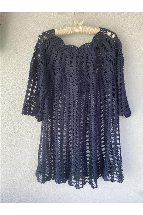 Pearly Handmade Kadın  El Örgüsü Mavi Üst