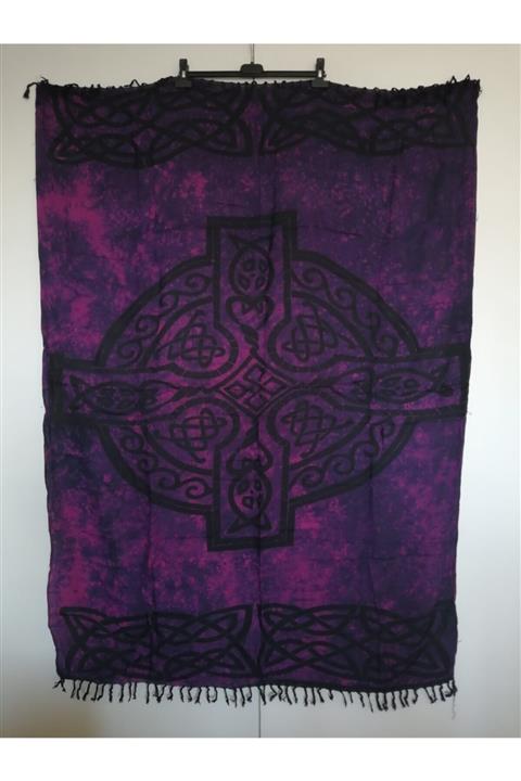 Butik Tülin Otantik Viskon Mor Pembe Mum Batik Baskılı Püsküllü 120x166 Cm Pareo