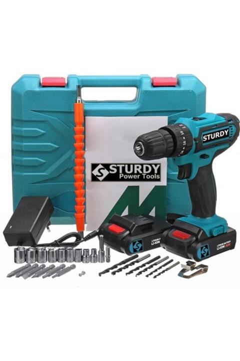 Sturdy Power Tools 32 Volt 5.0 Amper Çift Akülü 27 Parça Uç Setli Şarjlı Vidalama Matkap