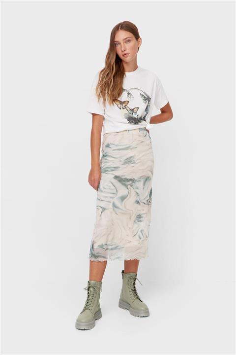 Stradivarius Tül Midi Etek