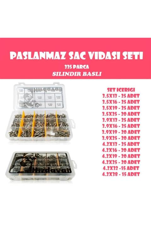 Site Hırdavat 335 Parça Inox Ysb Sac Vidası Seti
