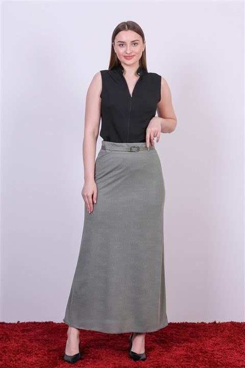 apsen Kemer Detaylı Keten Örme Etek 1997/100