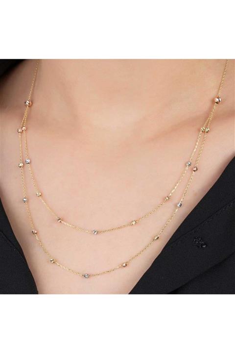 BİLEZİKHANE Kadın Altın Dorika Kolye Iki Sıralı