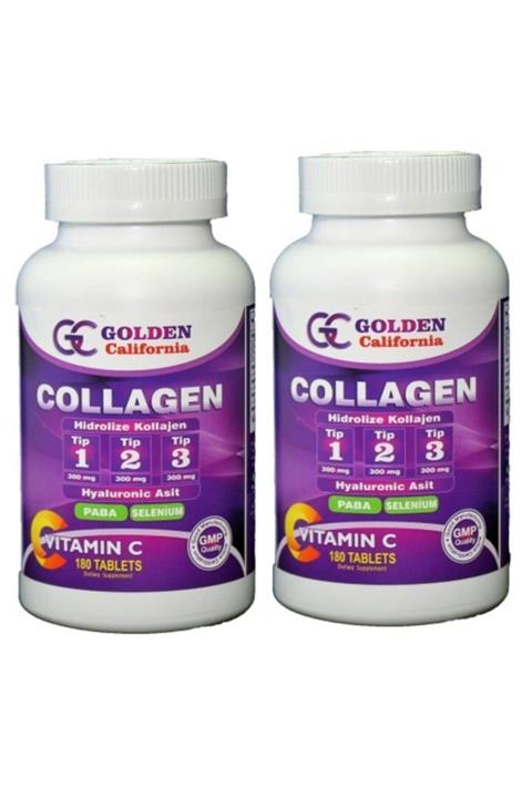 Golden California Collagen Hidrolize Tip 1-2-3 Hyaluronik Asit Paba Selenyum Vitamin C 180 Tablets 2