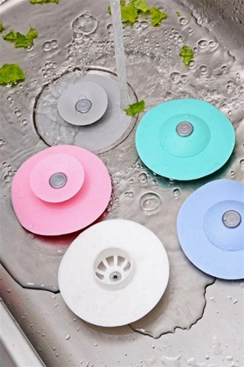 Tilbe Home Silikon Tıpa 2 Adet Dokunmatik Mutfak Lavabo Tıkacı Süzgeçli Evye Banyo Küvet Gider Tıpası