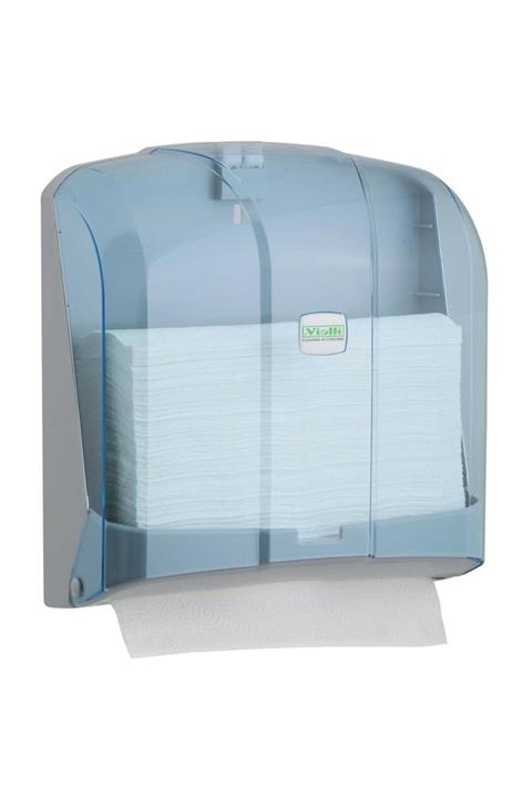 KGGOLDPAPER Vialli Kh300t Şeffaf Mavi Z Katlama Kağıt Havlu Dispenseri 300 Adet Havlu Kapasiteli