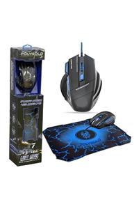 Butfulake Kablolu Işıklı Oyuncu Mouse Mousepad Mavi