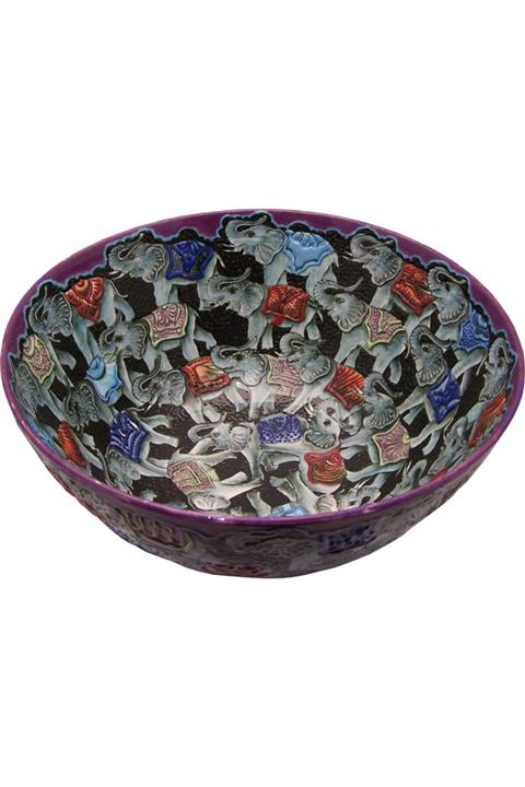 RÖNESANS Fil Desenli Derin Çukur Seramik Kase