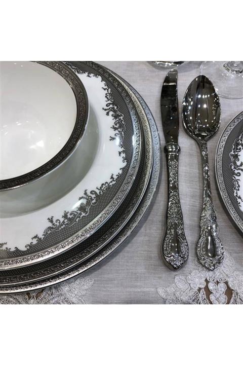 Cemile Celine Platin Yemek Takımı  12 Kişilik
