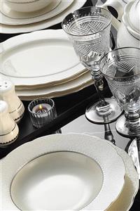 Kütahya Porselen Bone Olympos 62 Parça 1138020 Desen Platin Fileli Yemek Takımı