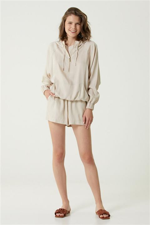 Network Kadın Slim Fit Krem Şort 1079464