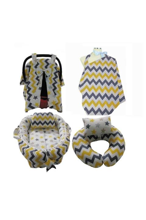 BAŞKAYA SHOPPİNG Babynest Bebek Uyku Yatağı,emz. Destek ,puset Örtüsü ,emz.önlüğü 4 Lü Set