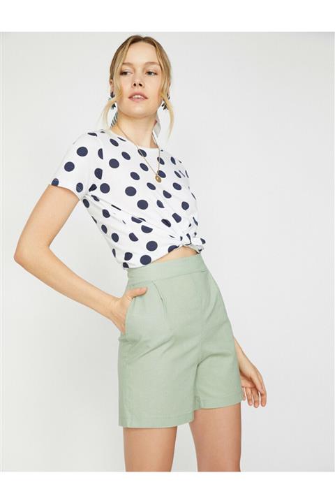 Koton Kadın Kahve Normal Bel Cep Detaylı Şort