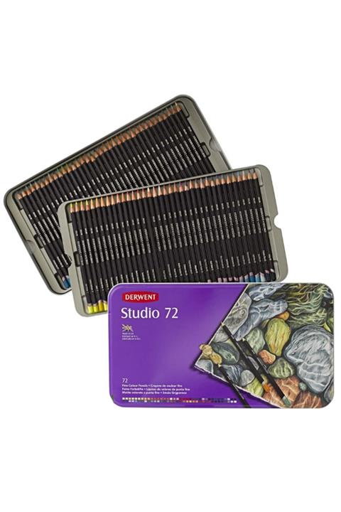 Derwent Studio Pencils Kuruboya Kalemi 72`li Teneke Kutu