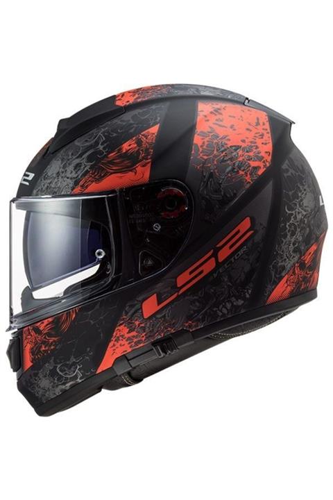LS2 Vector Swipe Fiberglass Composite Kapalı Kask (mat Siyah-kırmızı)