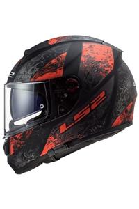 LS2 Vector Swipe Fiberglass Composite Kapalı Kask (mat Siyah-kırmızı)