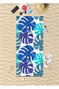 Ardizayn Mavi Yaprak Dijital Baskılı 75x150 cm Deniz ve Plaj Havlusu