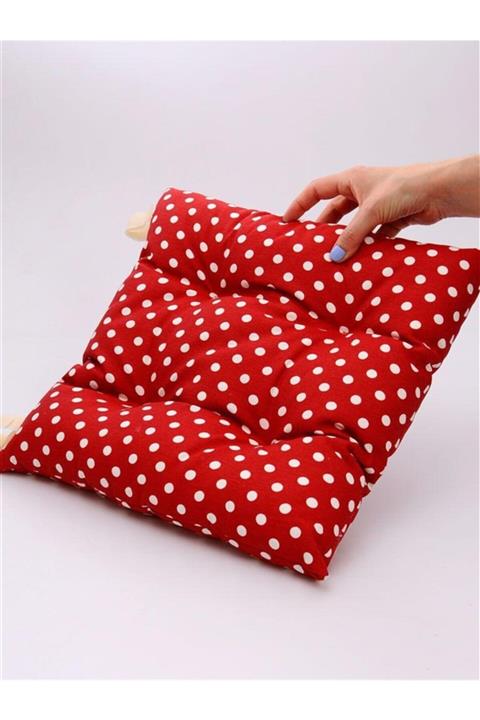 BURDANEVE Pofidik Puantiyeli Kırmızı Sandelye Balkon Minderi