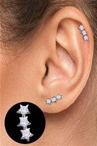 Salyangoz Company Cerrahi Çelik Kıkırdak Helix Tragus Piercing Sıralı Yıldız Figür (1 Adet) Slyz3