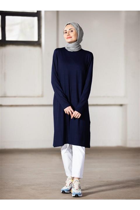 Refka Viskon Kumaştan Bisiklet Yaka Tunik